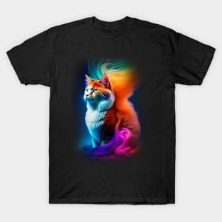 Galaxy Mystical Cat Coloful T-Shirt